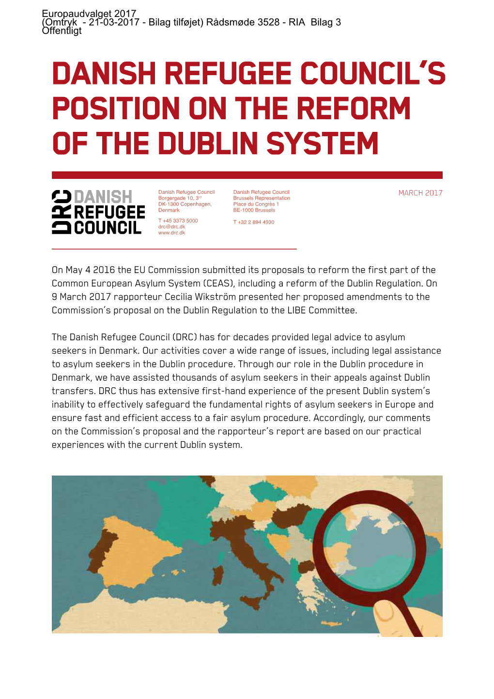 Danish Refugee Council's Position on the Reform of the Dublin System