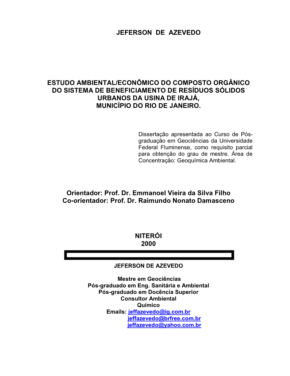 Jeferson De Azevedo Estudo Ambiental/Econômico Do