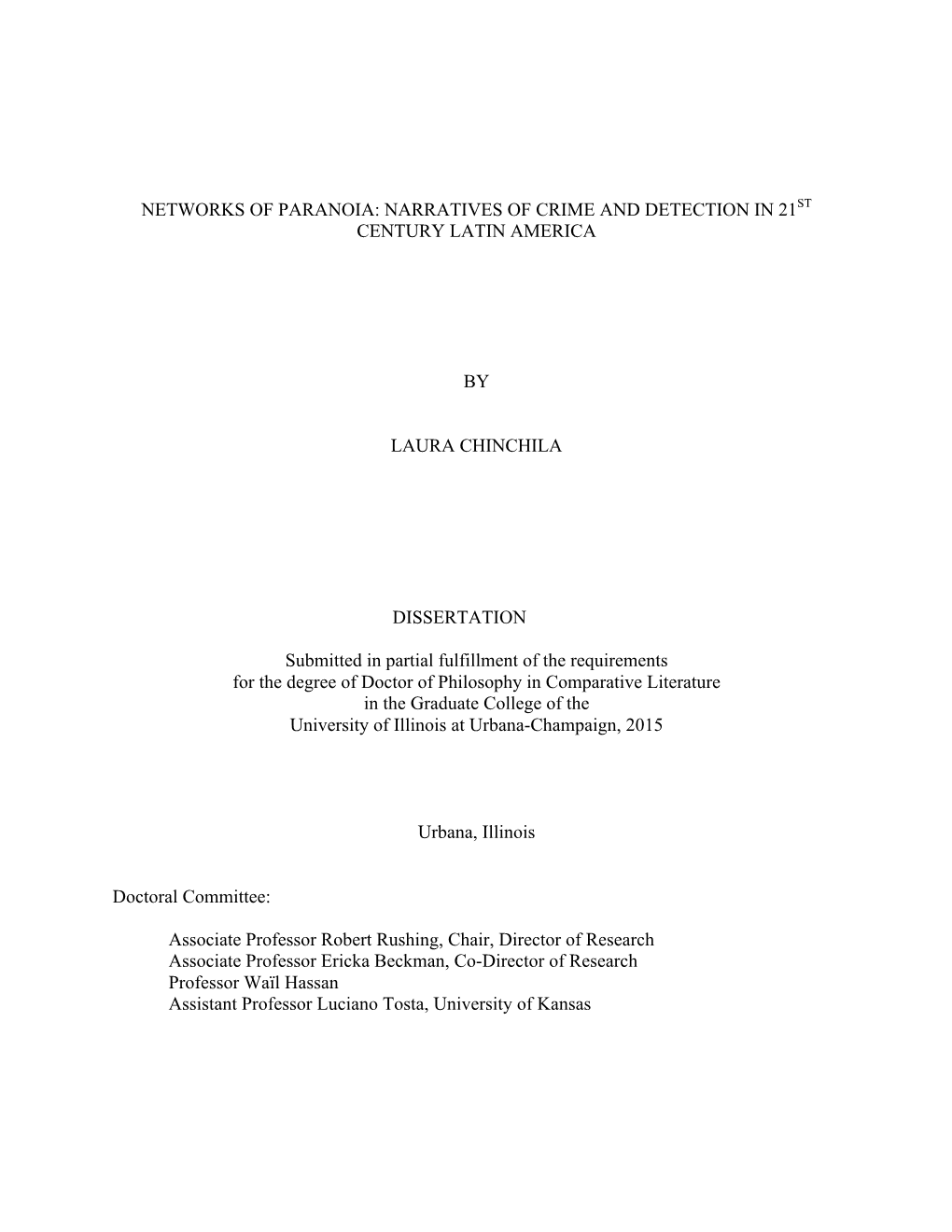 Networks of Paranoia: Narratives of Crime and Detection in 21St Century Latin America