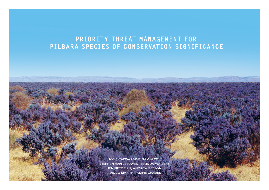 Priority Threat Management for Pilbara Species of Conservation Significance