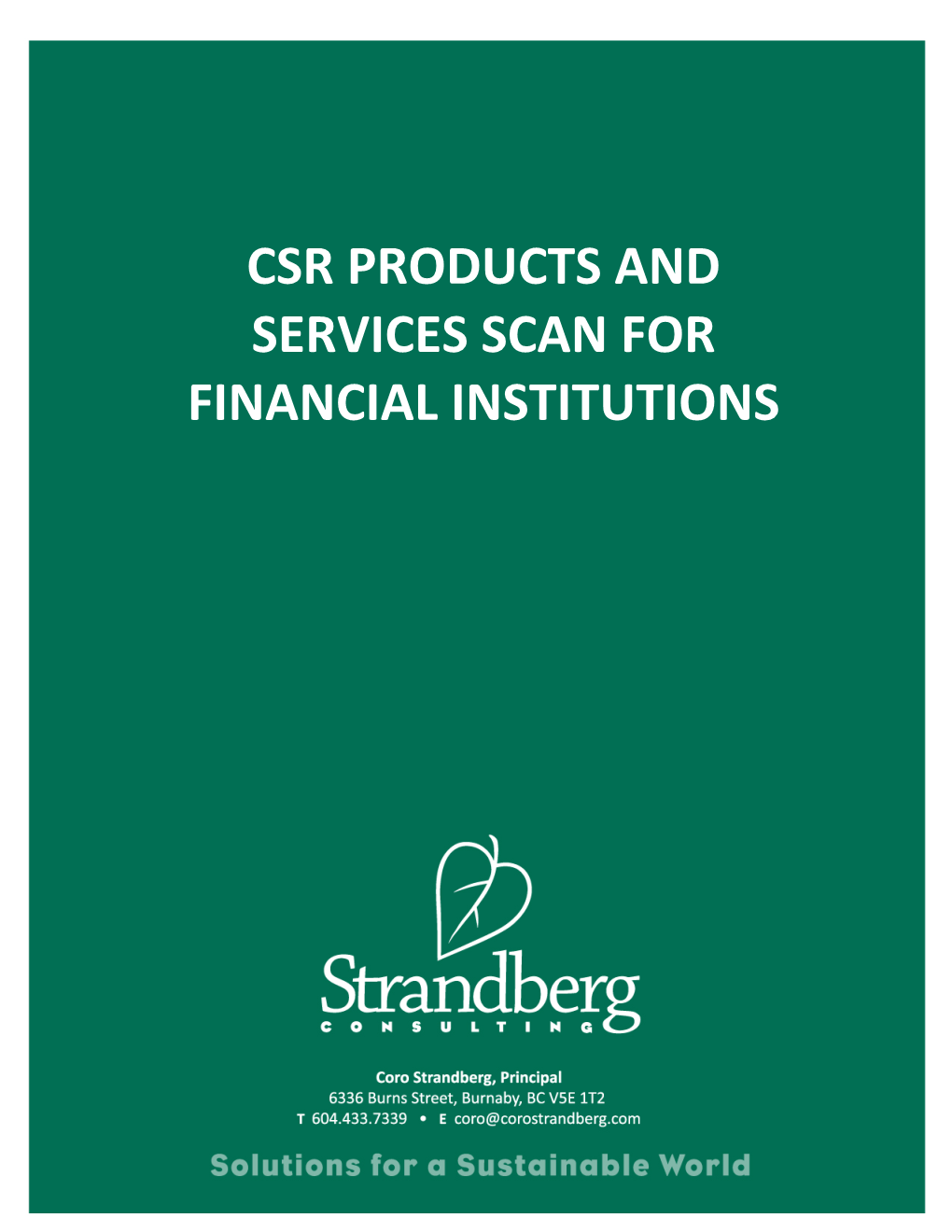 Csr Products and Services Scan for Financial Institutions