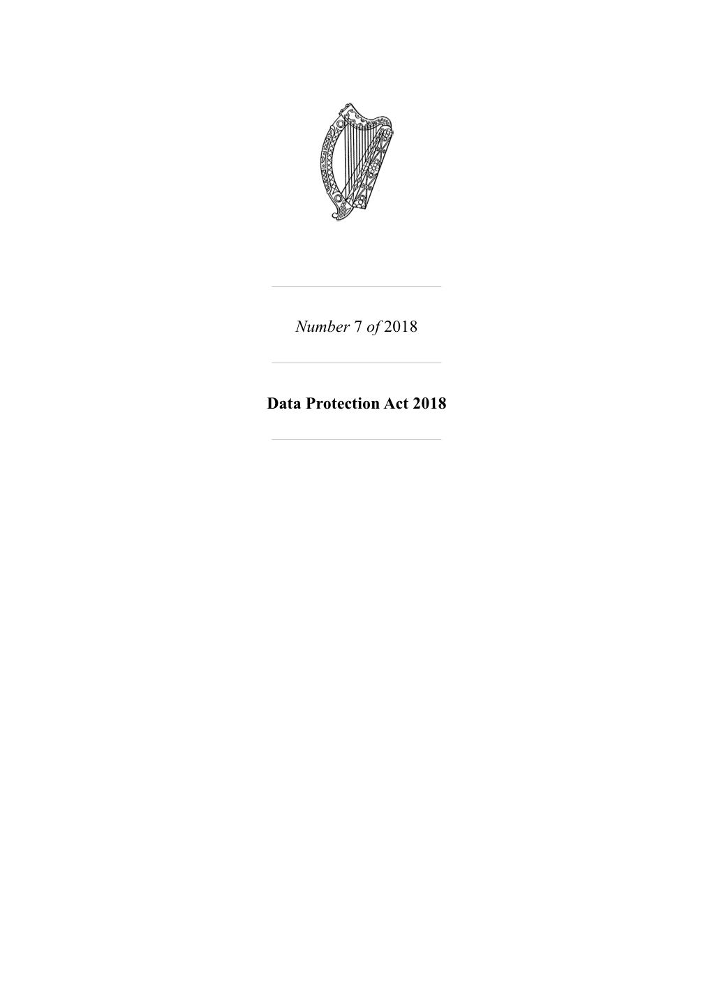 Number 7 of 2018 Data Protection Act 2018