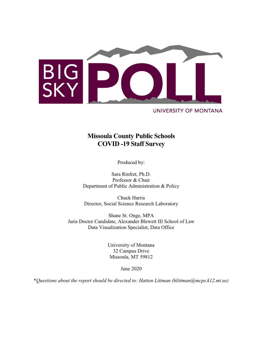 Missoula County Public Schools COVID -19 Staff Survey