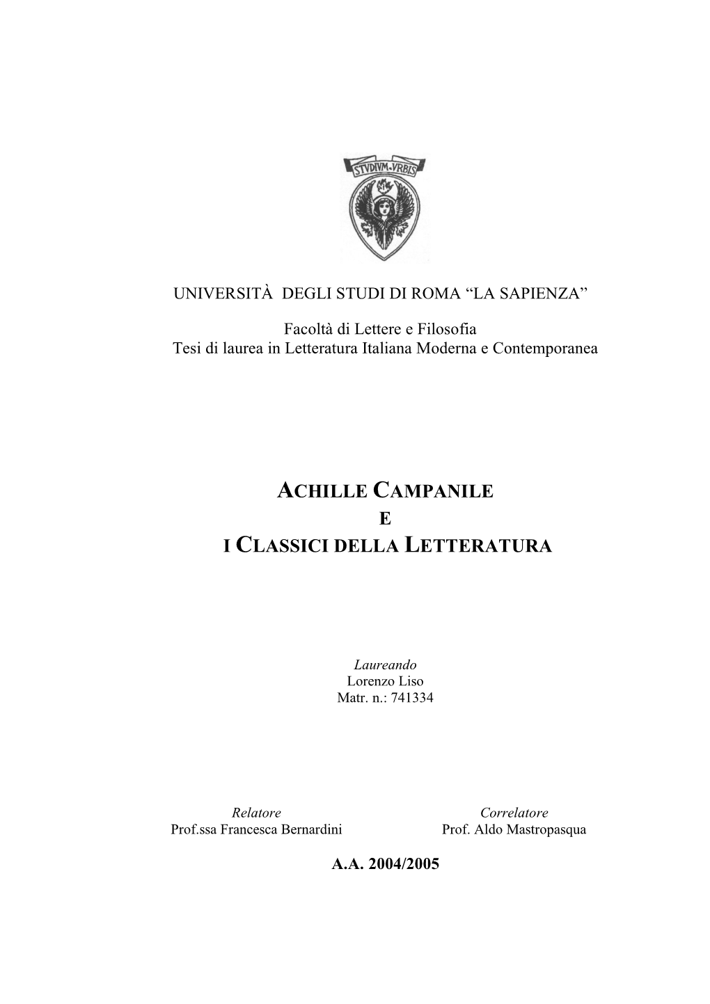 Achille Campanile E I Classici Della Letteratura