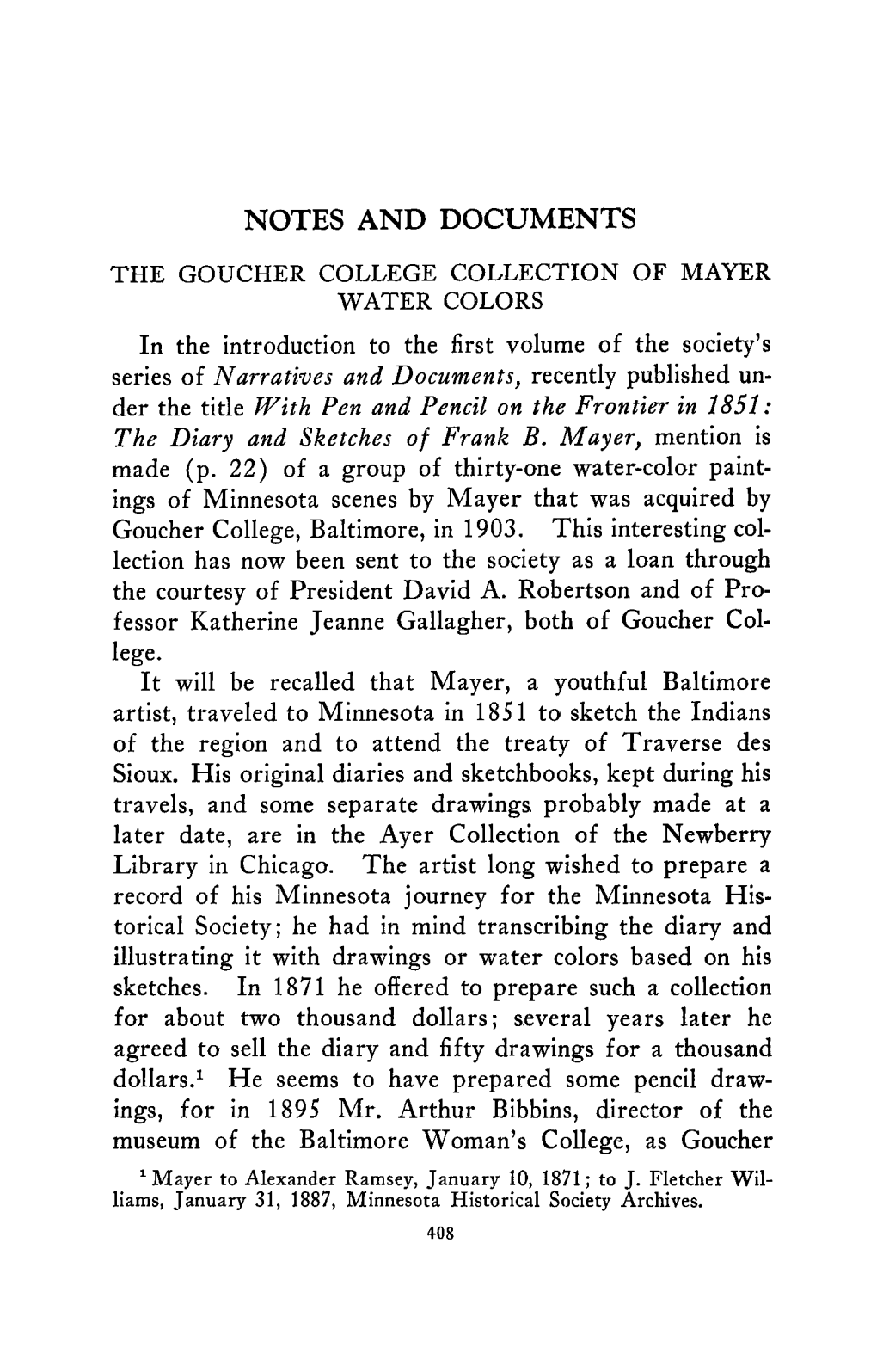The Goucher College Collection of Mayer Water Colors