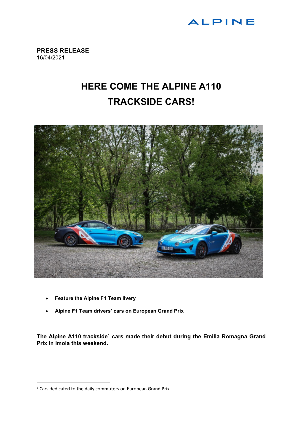 Here Come the Alpine A110 Trackside Cars!