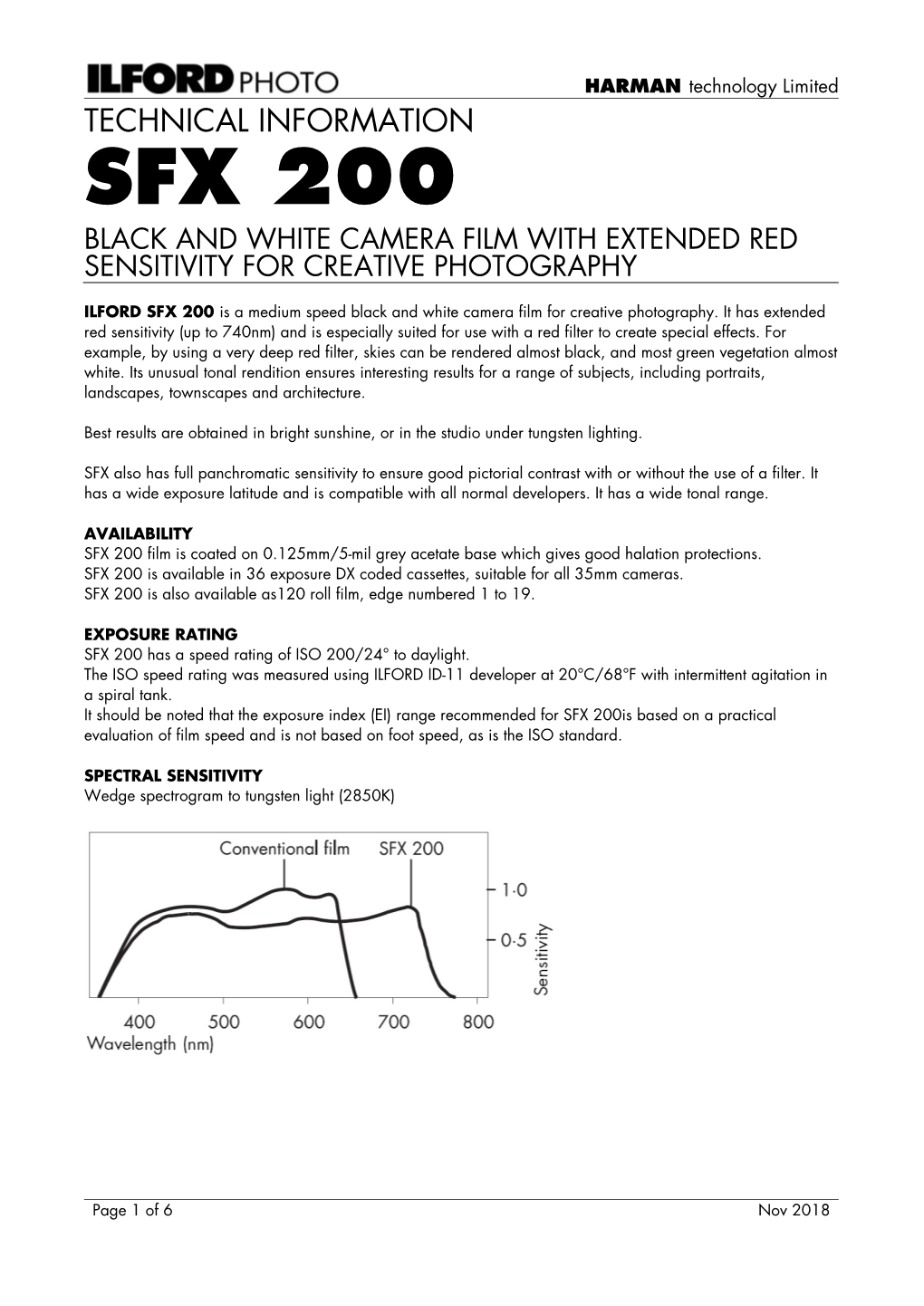 Sfx 200 Black and White Camera Film with Extended Red Sensitivity for Creative Photography