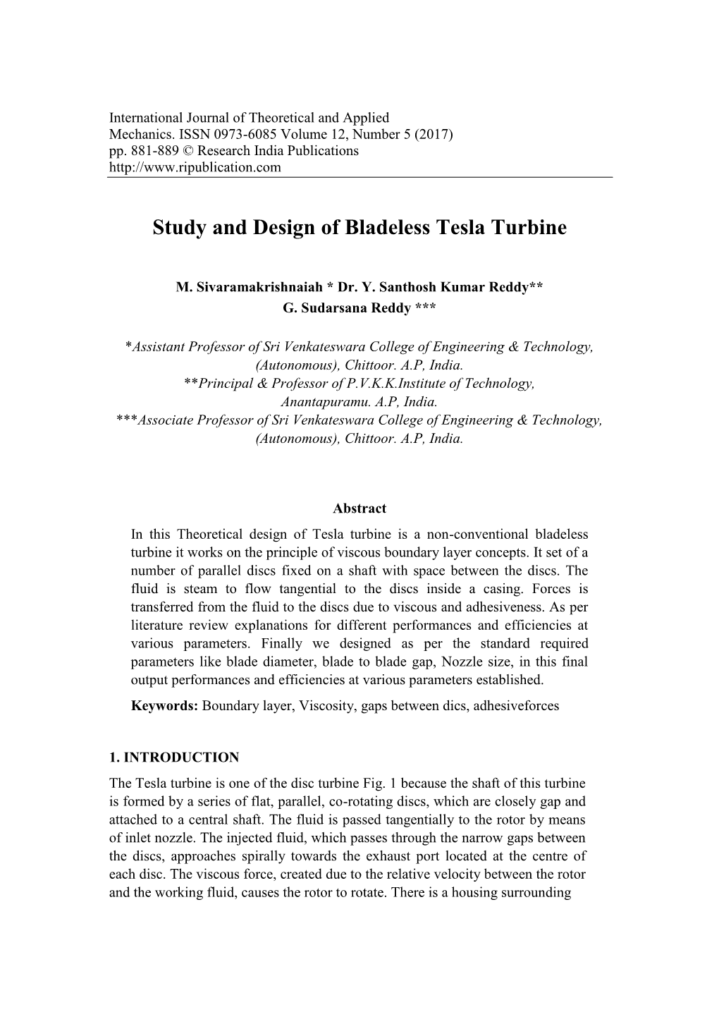 Study and Design of Bladeless Tesla Turbine