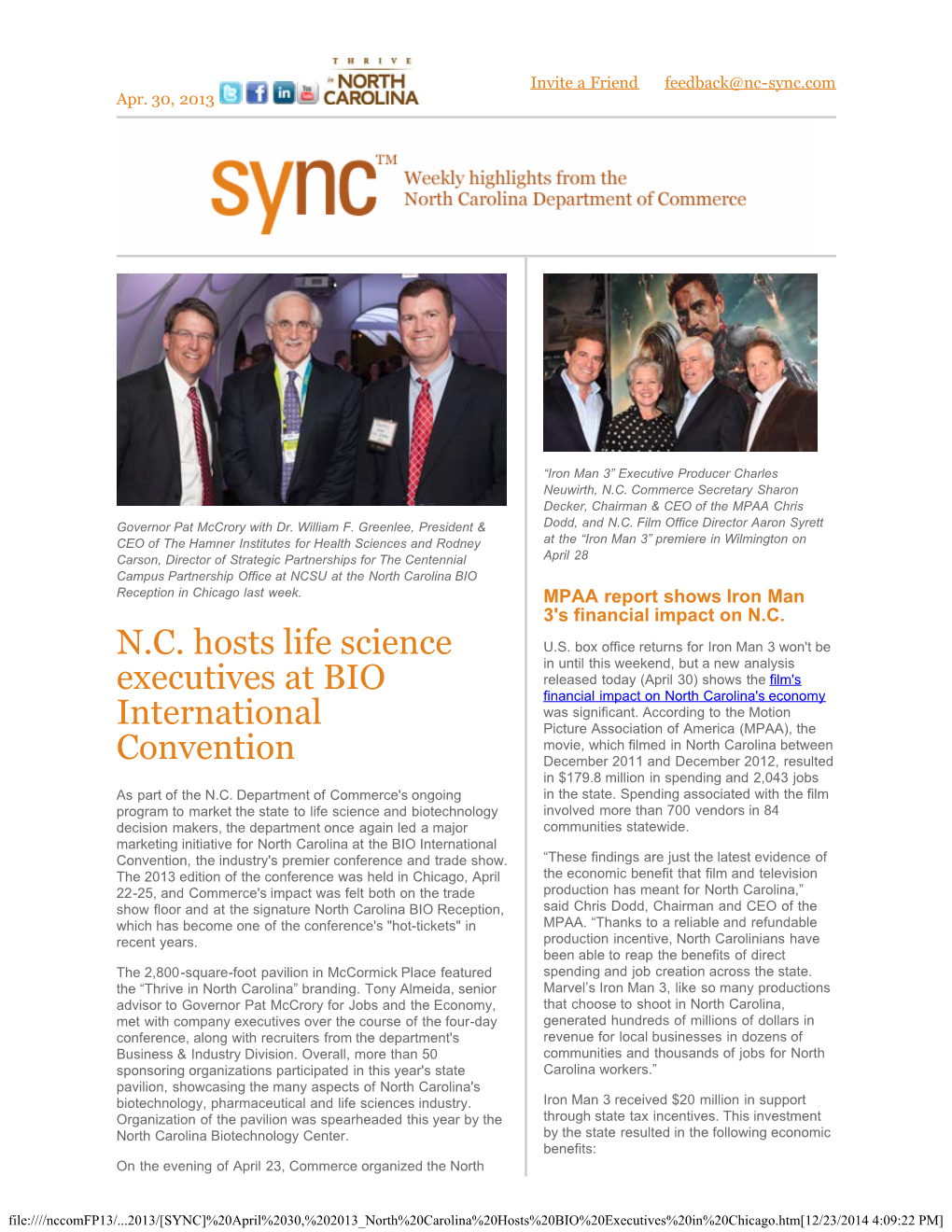 [SYNC] April 30, 2013 North Carolina Hosts B