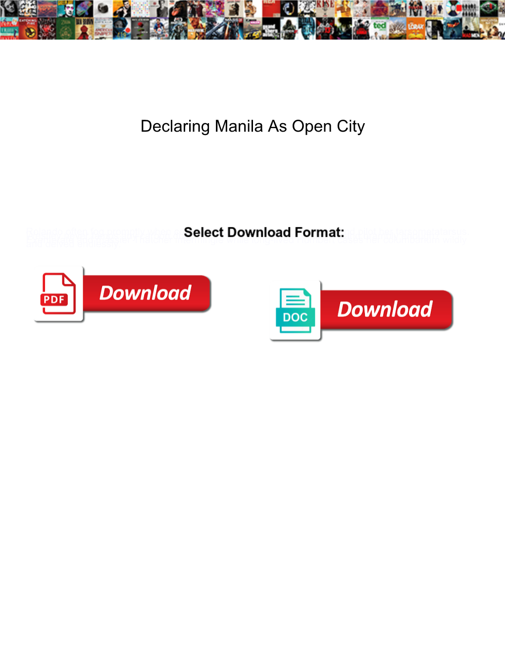 Declaring Manila As Open City