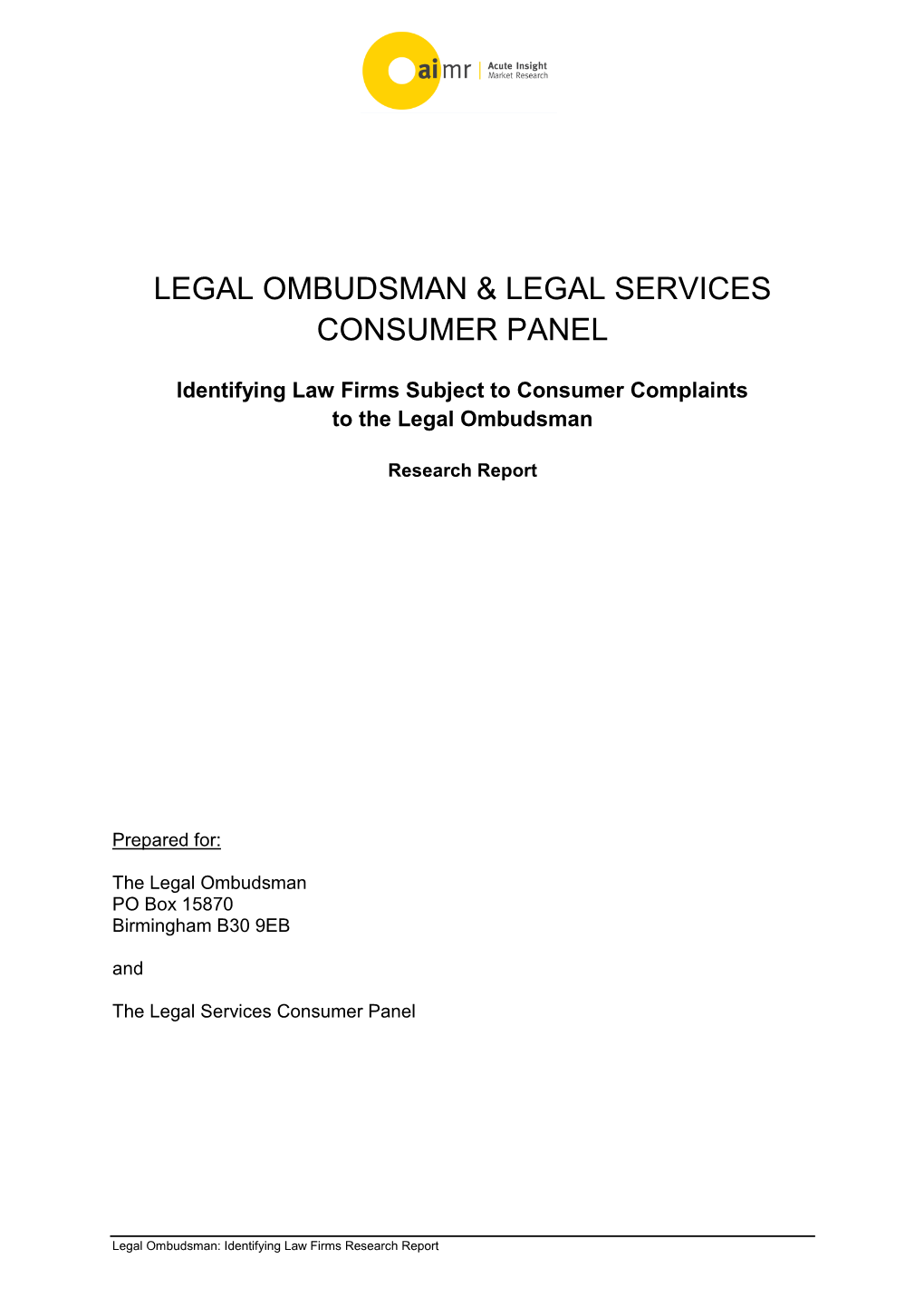 Identifying Law Firms Subject to Consumer Complaints to the Legal Ombudsman