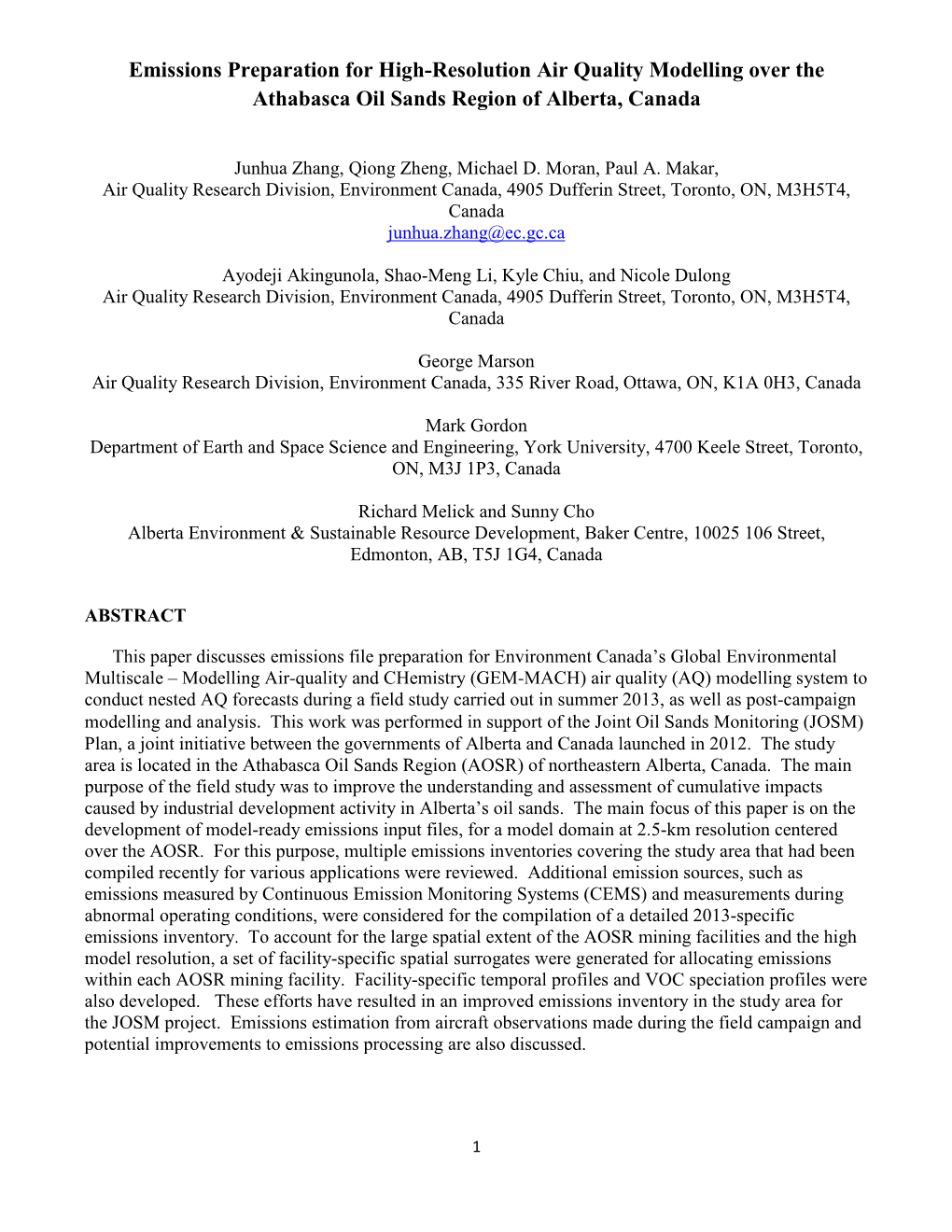 Emissions Preparation for High-Resolution Air Quality Modelling Over the Athabasca Oil Sands Region of Alberta, Canada