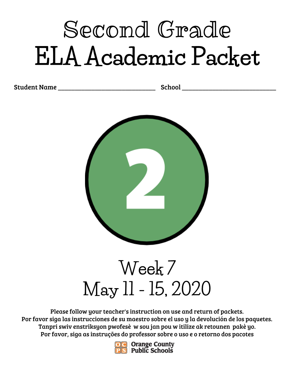 Second Grade ELA Academic Packet