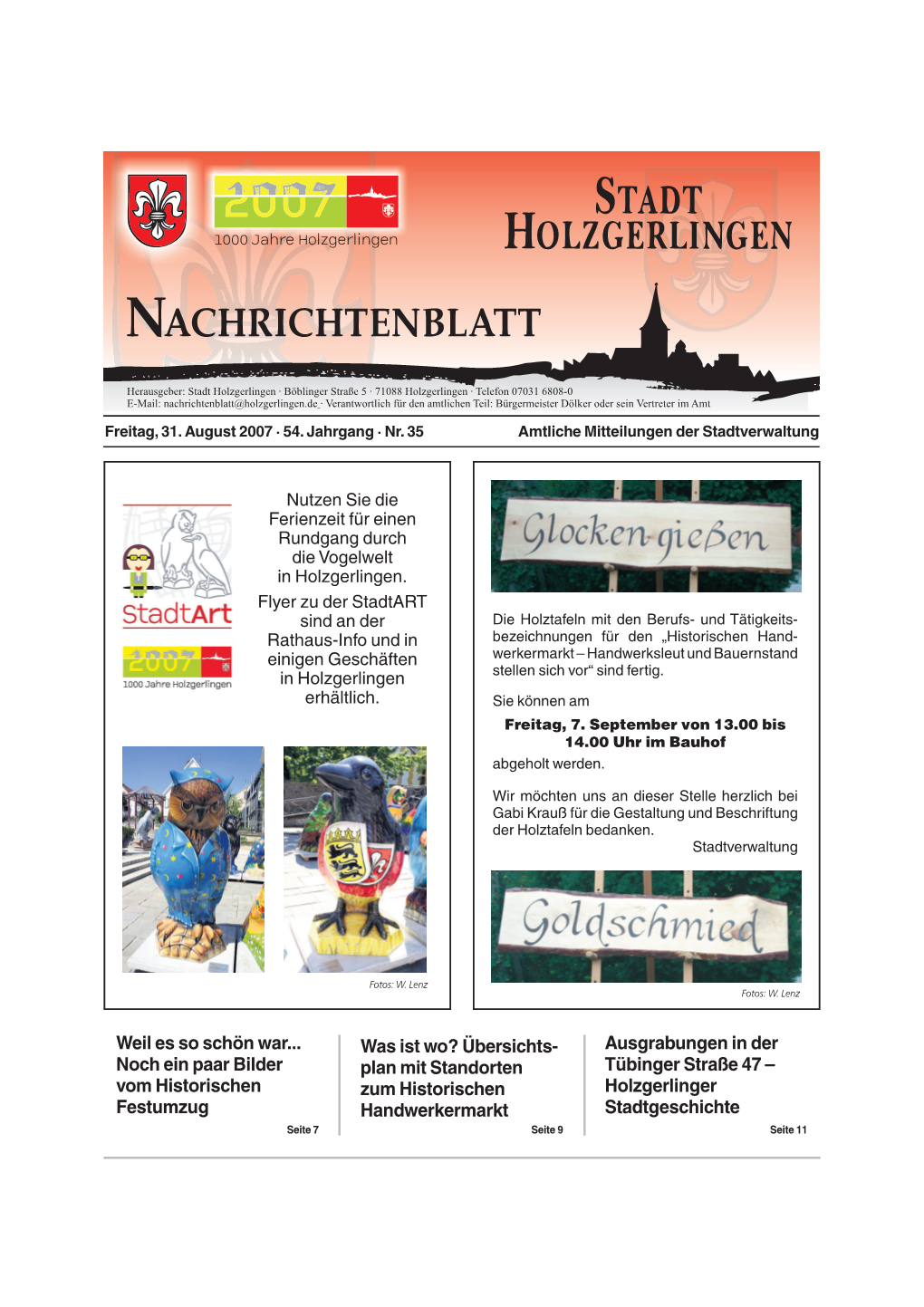 Ausgrabungen in Der Tübinger Straße 47 – Holzgerlinger Stadtgeschichte Was Ist Wo? Übersichts- Plan Mit Standorten Zum Hist