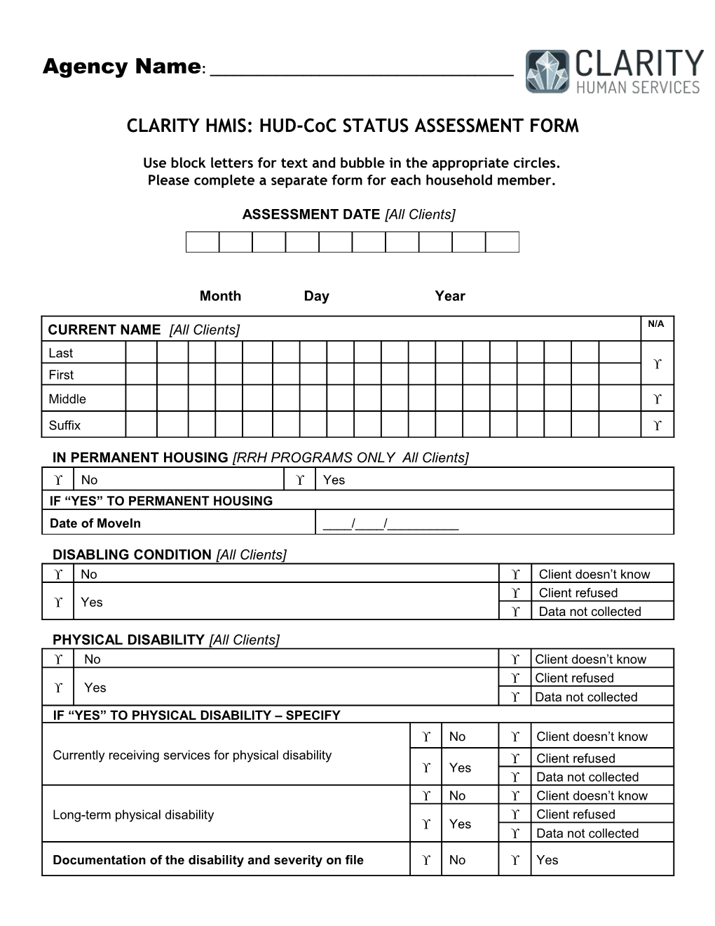 Clarity Hmis: Hud-Hopwa Intake Form s1