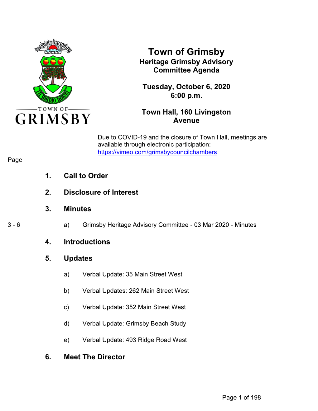 Grimsby Heritage Advisory Committee - 03 Mar 2020 - Minutes