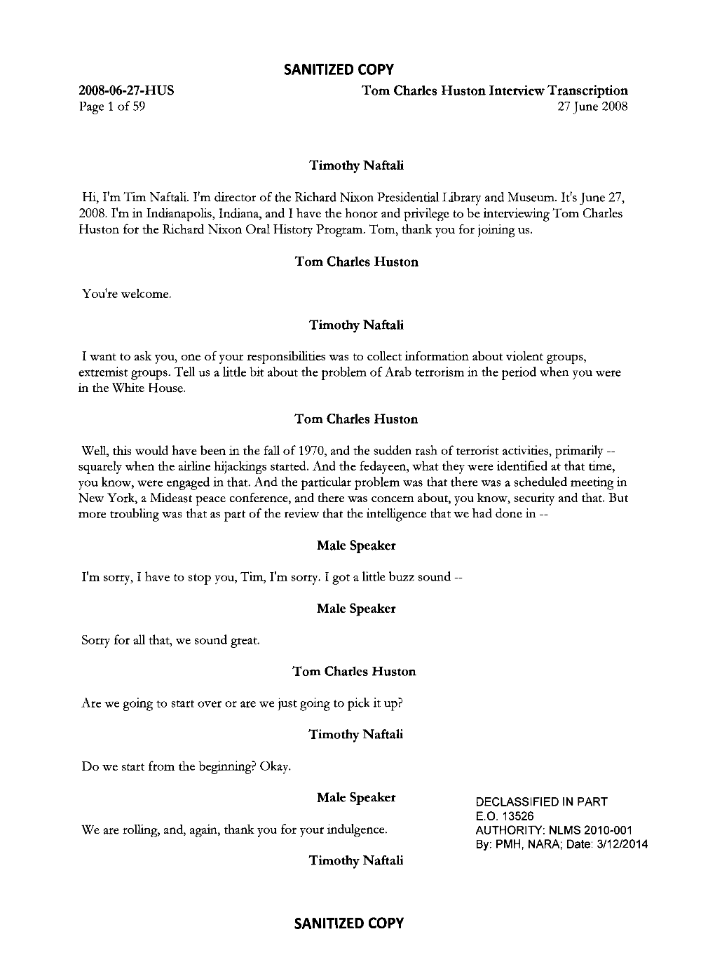 Tom Charles Lluston Interview Transcription Page 1 of 59 27 June 2008