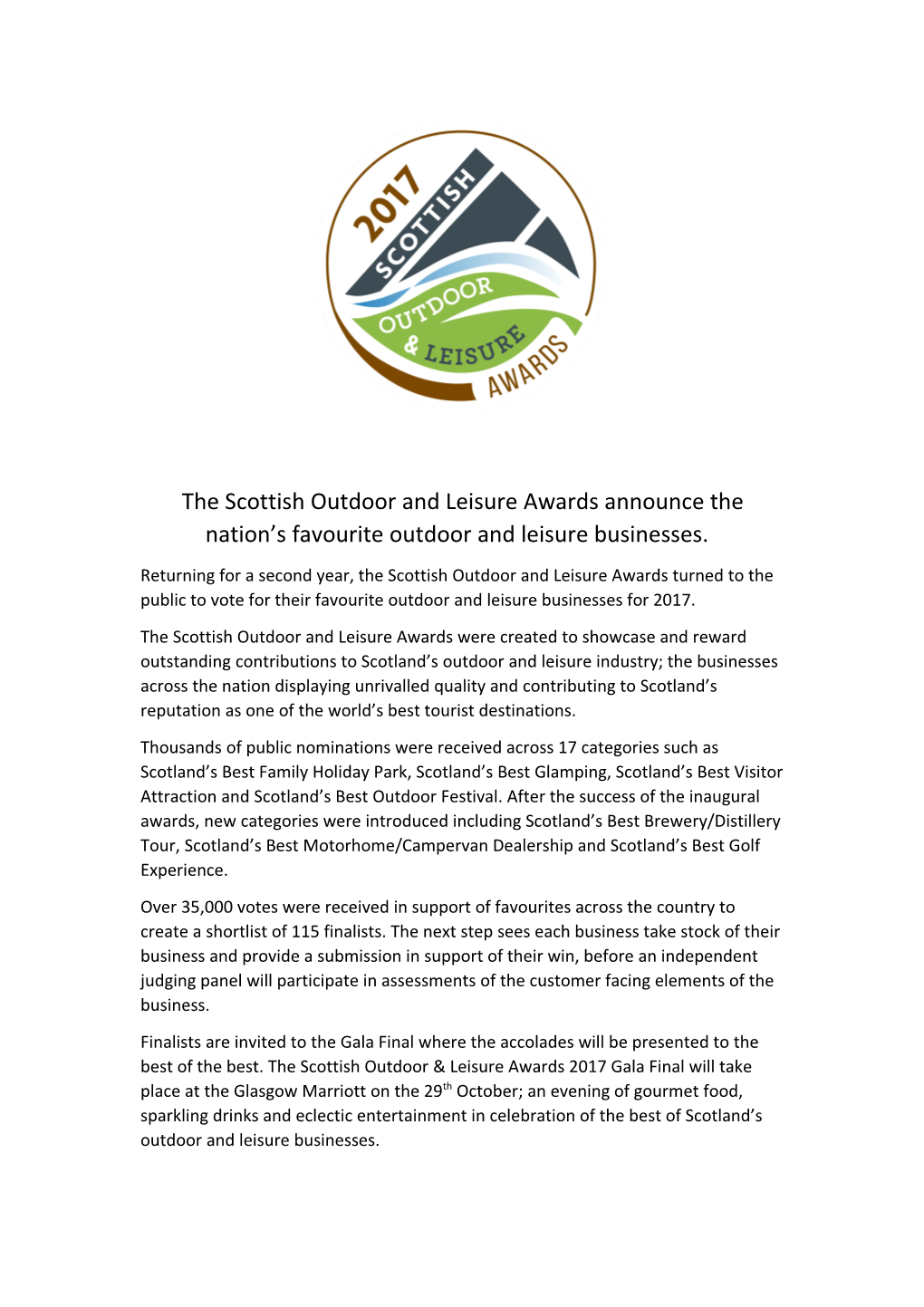 The Scottish Outdoor and Leisure Awards Announce the Nation S Favourite Outdoor and Leisure