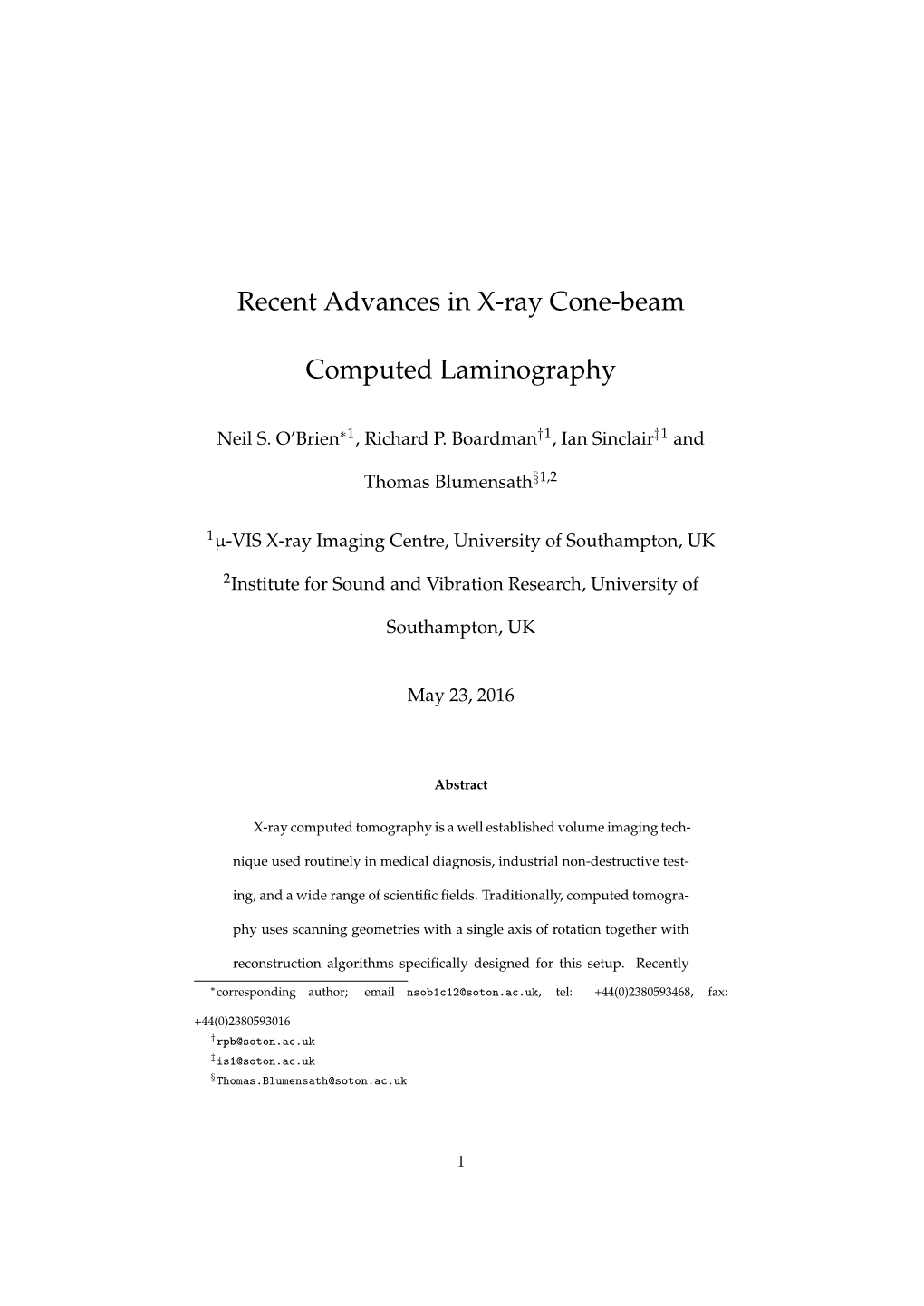 Recent Advances in X-Ray Cone-Beam Computed Laminography