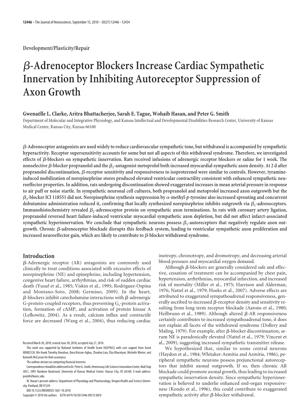 ß-Adrenoceptor Blockers Increase Cardiac Sympathetic Innervation By