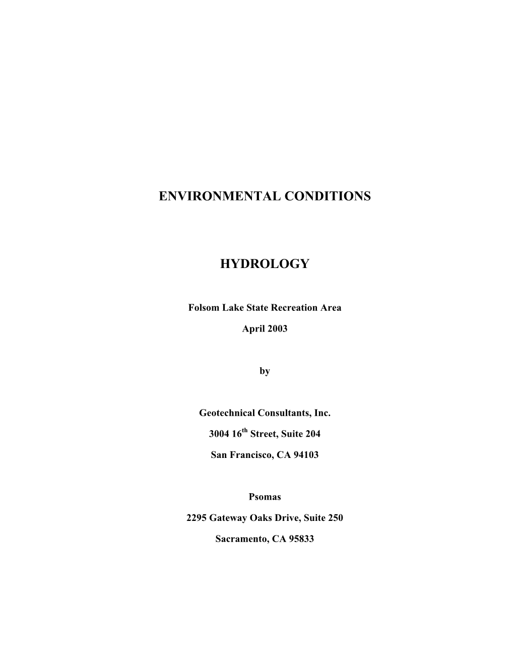 Environmental Conditions Hydrology