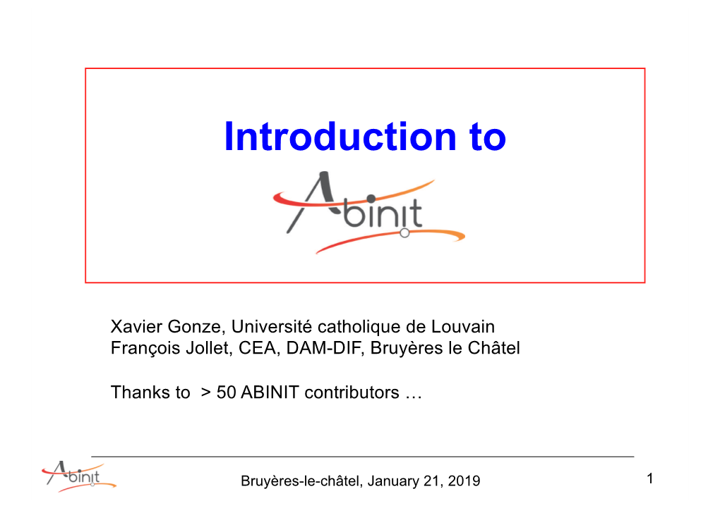Introduction to the ABINIT Project