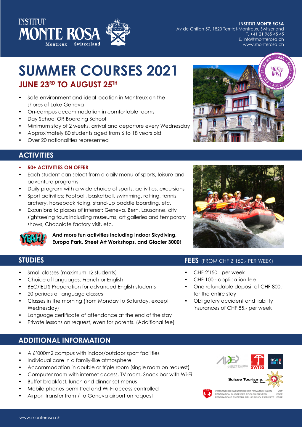 Summer Courses 2021 June 23Rd to August 25Th