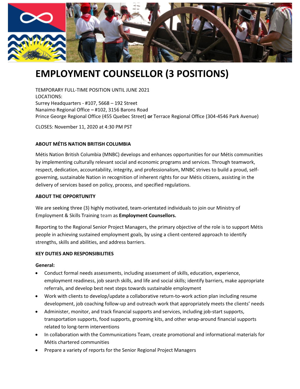 Employment Counsellor (3 Positions)