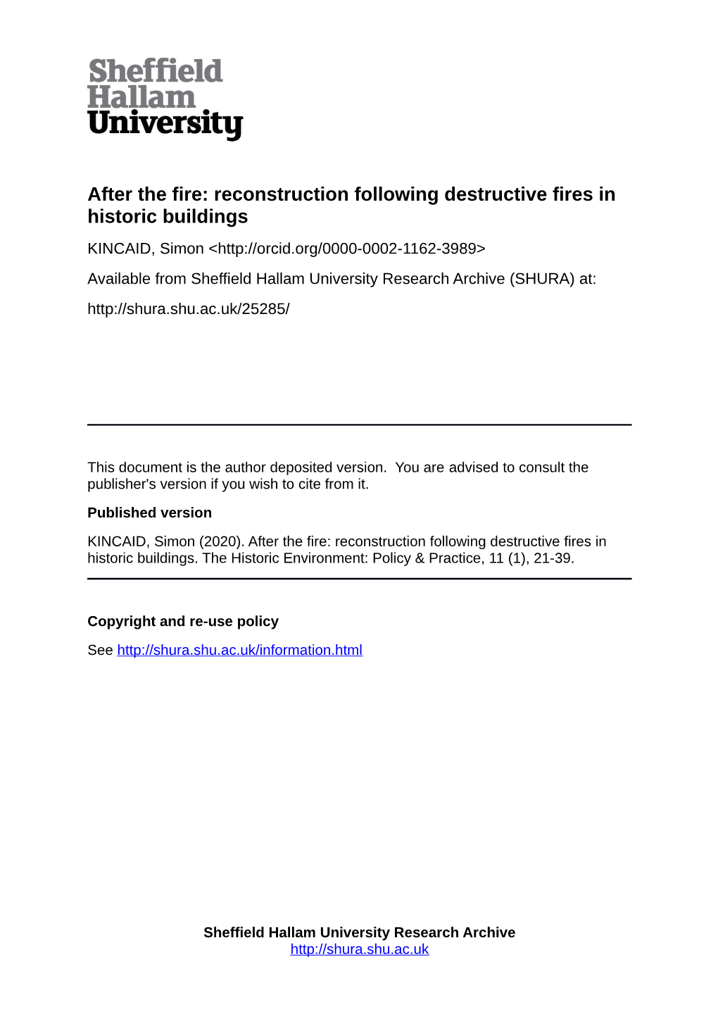 After the Fire: Reconstruction Following Destructive Fires in Historic Buildings