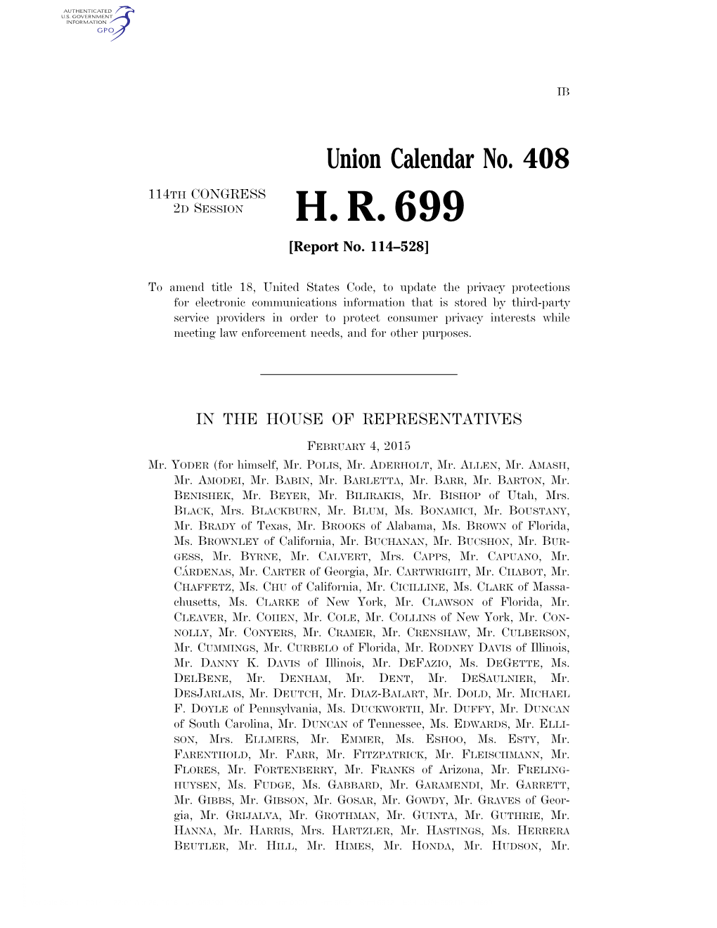 H. R. 699 [Report No