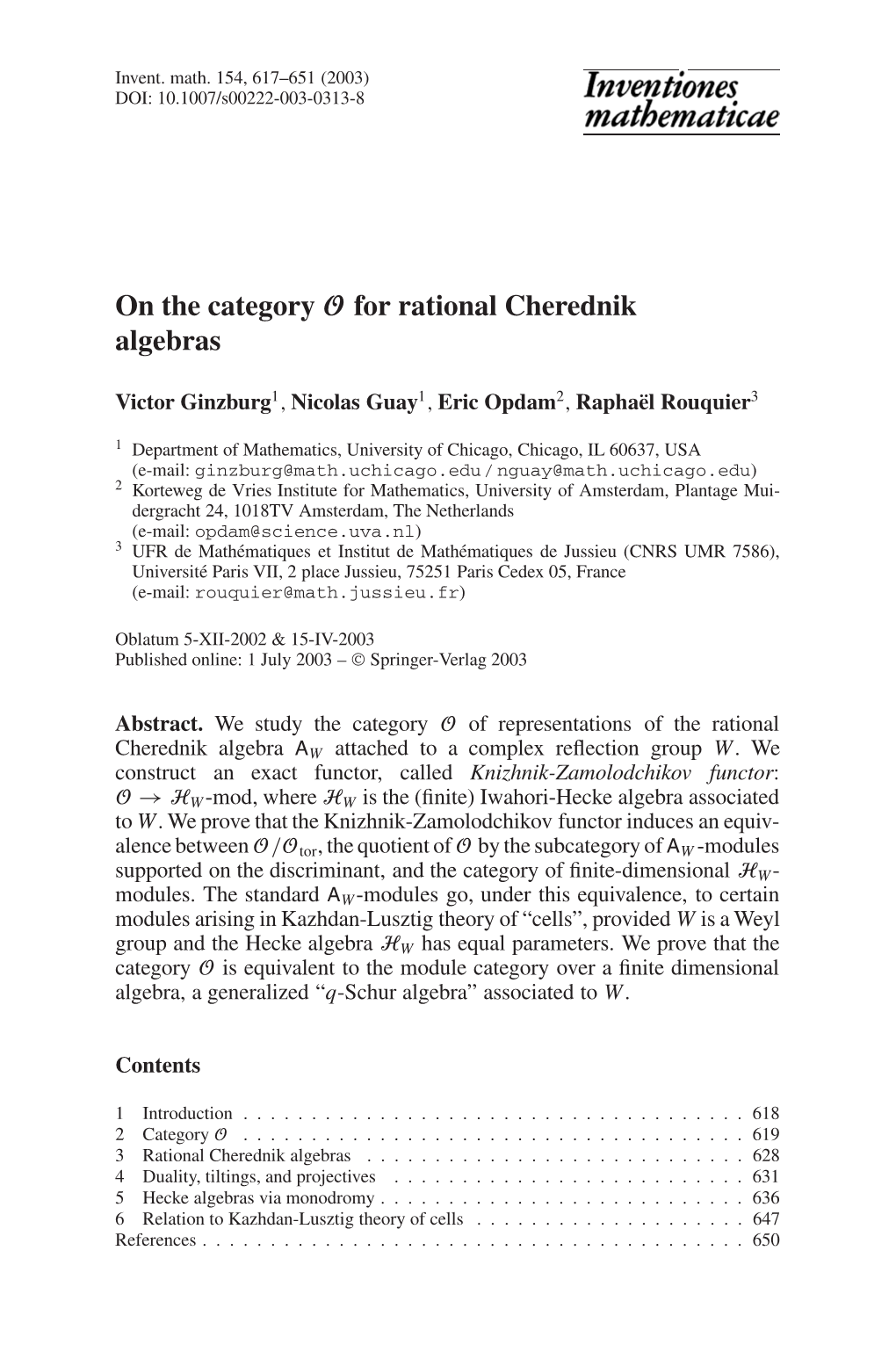 On the Category O for Rational Cherednik Algebras