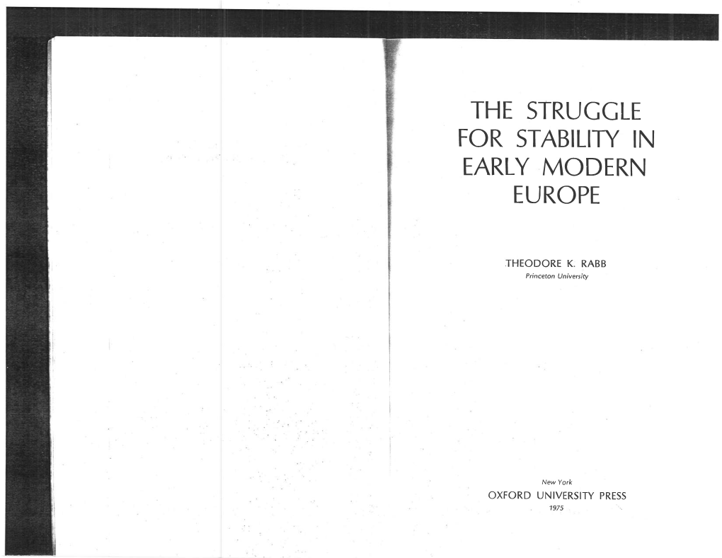 For Stability in Early Modern Europe