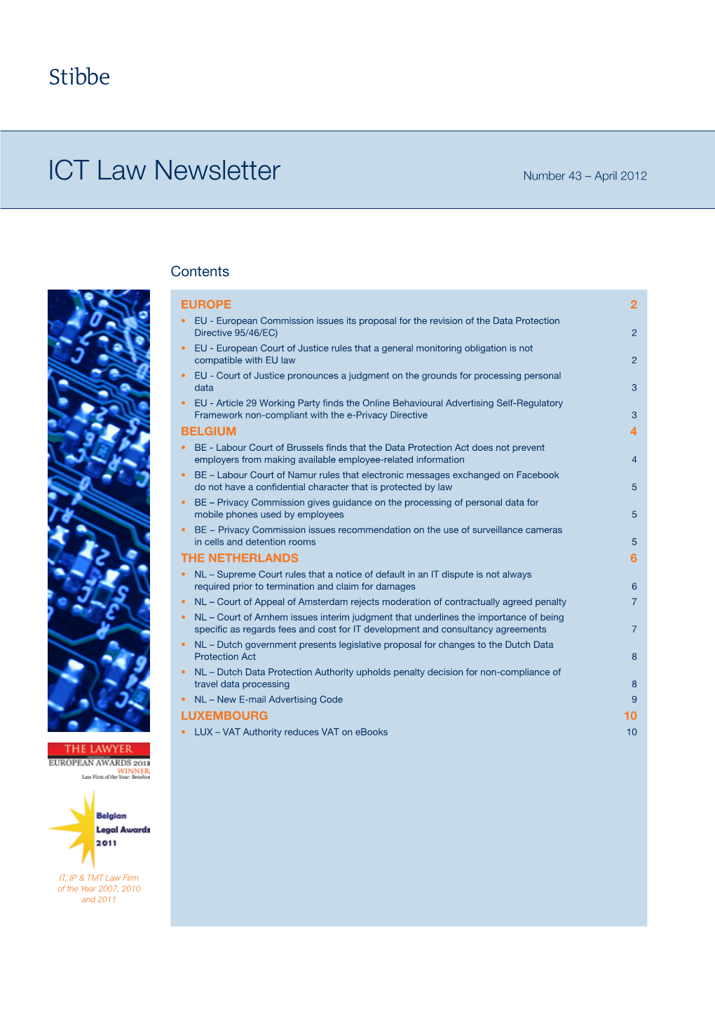 ICT Law Newsletter Number 43 – April 2012