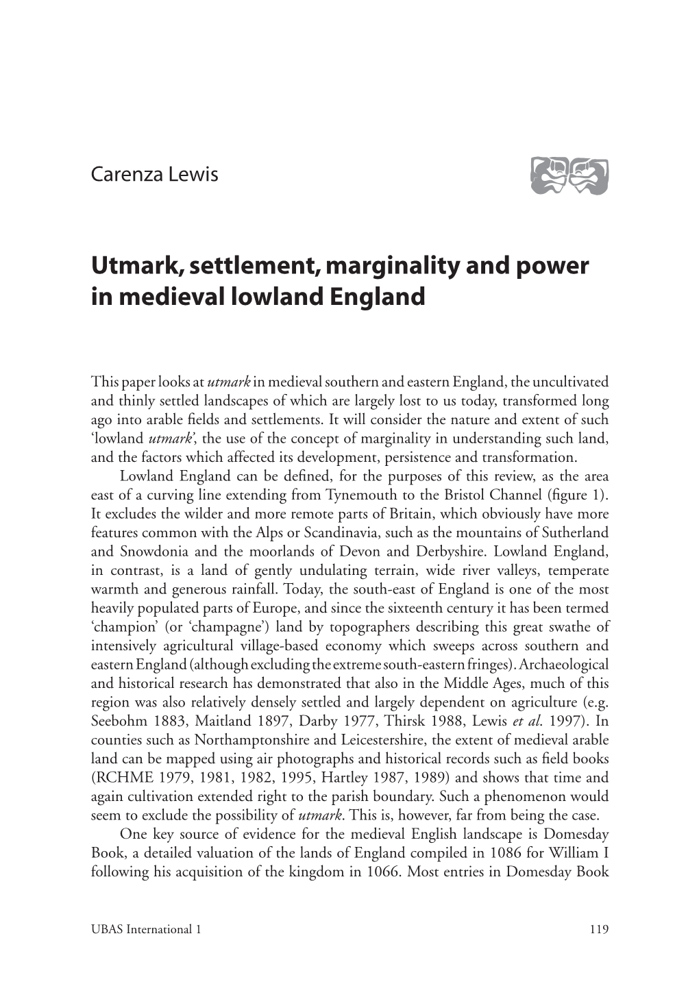 Utmark, Settlement, Marginality and Power in Medieval Lowland England