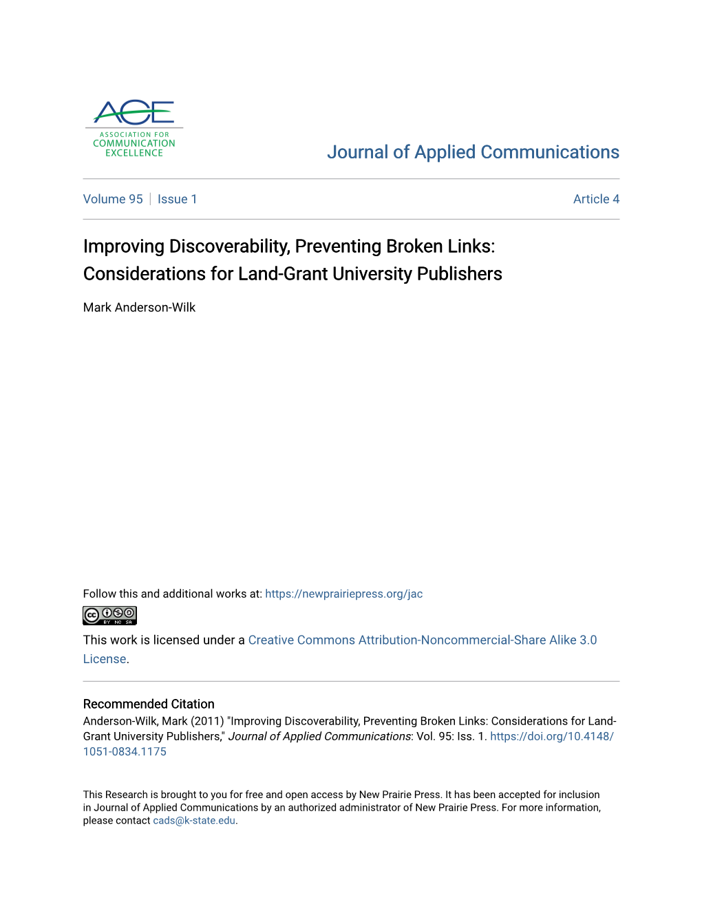 Improving Discoverability, Preventing Broken Links: Considerations for Land-Grant University Publishers