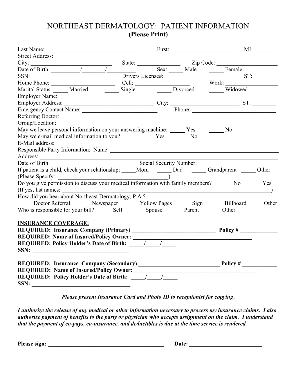 Northest Dermatology: Patient Information