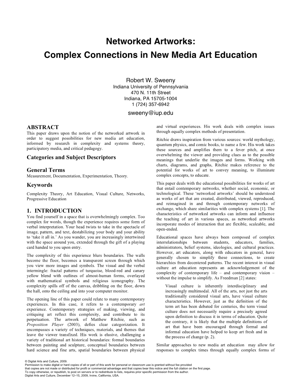 Networked Artworks: Complex Connections in New Media Art Education