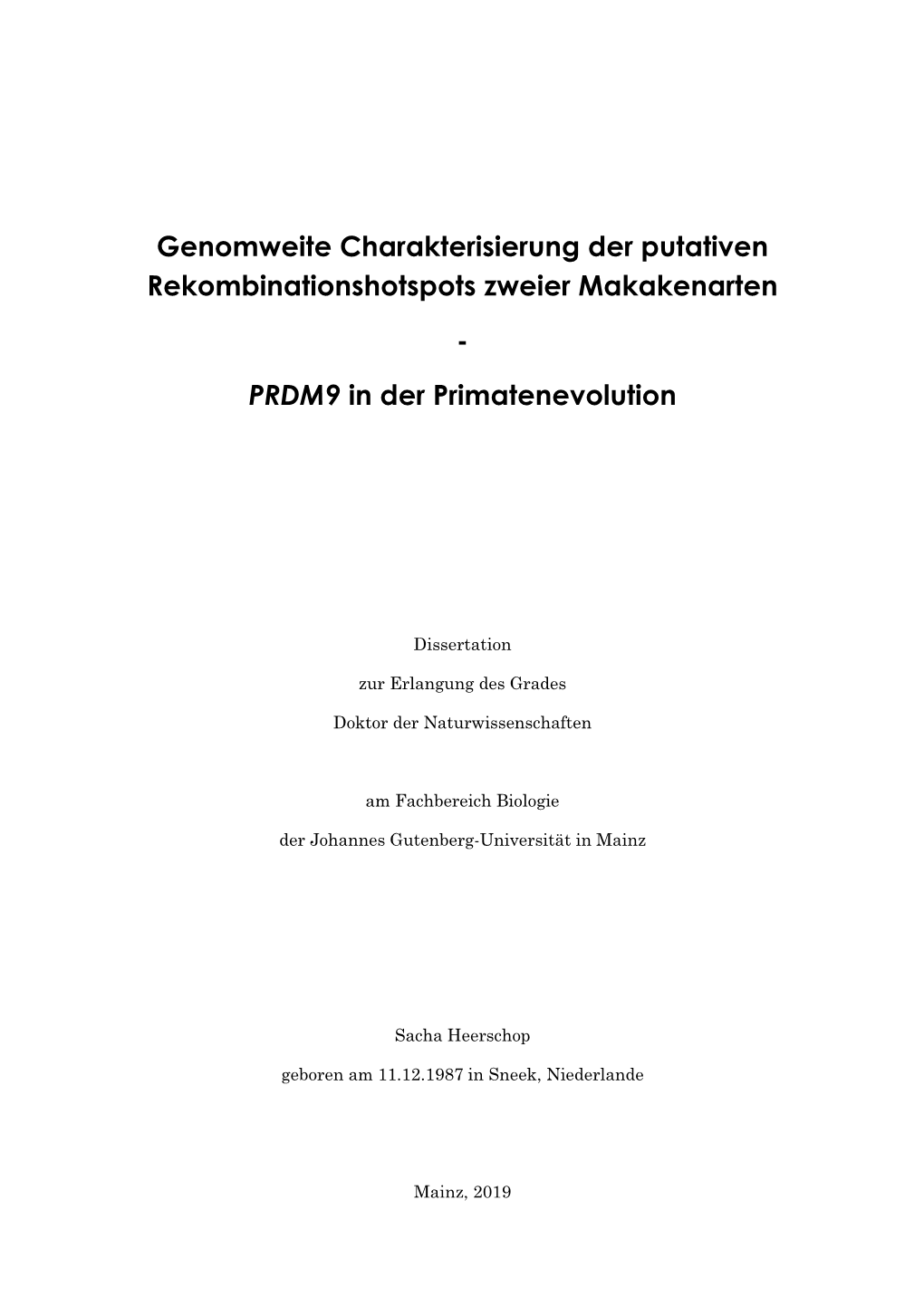 PRDM9 in Der Primatenevolution