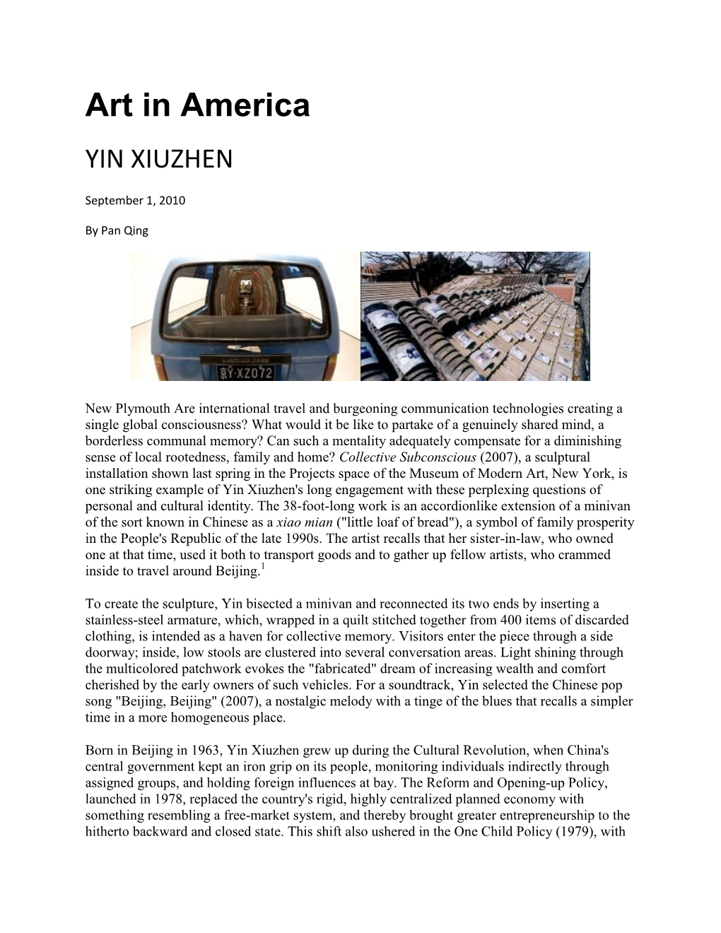 Yin Xiuzhen, by Pan Qing Art in America September 2010