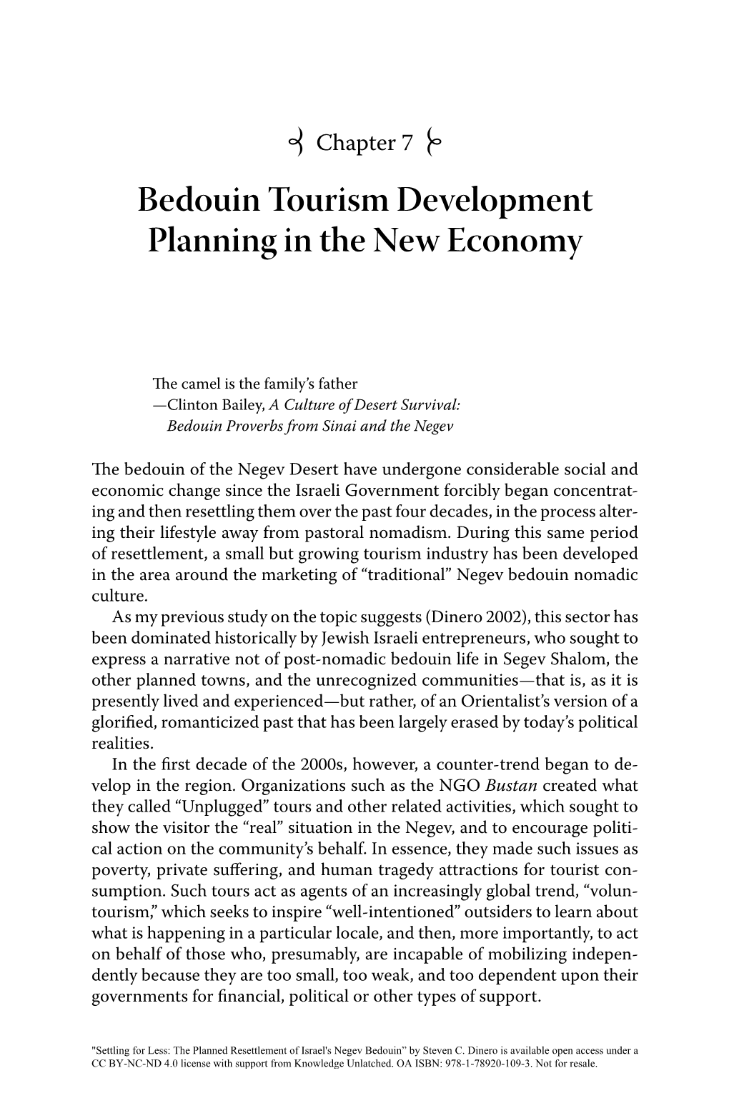 Chapter 7. Bedouin Tourism Development Planning in the New Economy