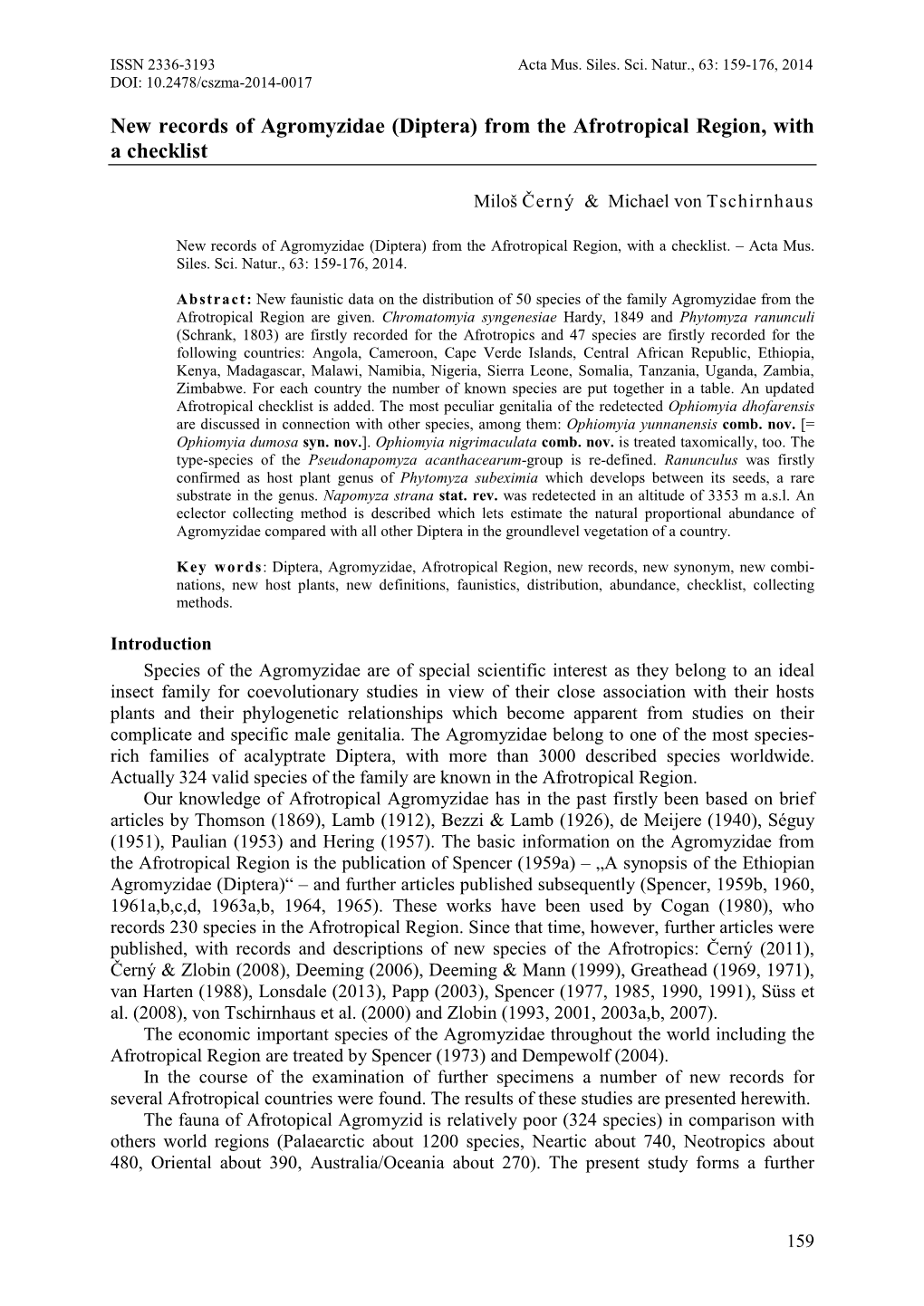 (Diptera) from the Afrotropical Region, with a Checklist