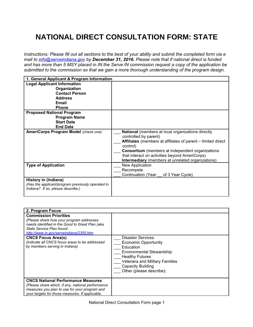 National Direct Consultation Form