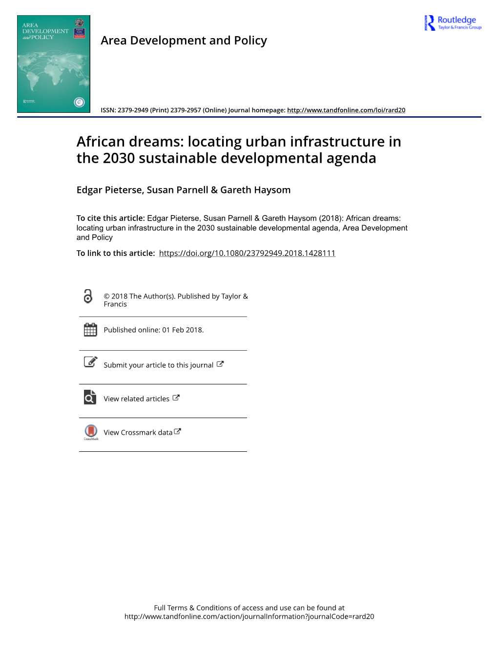 Locating Urban Infrastructure in the 2030 Sustainable Developmental Agenda