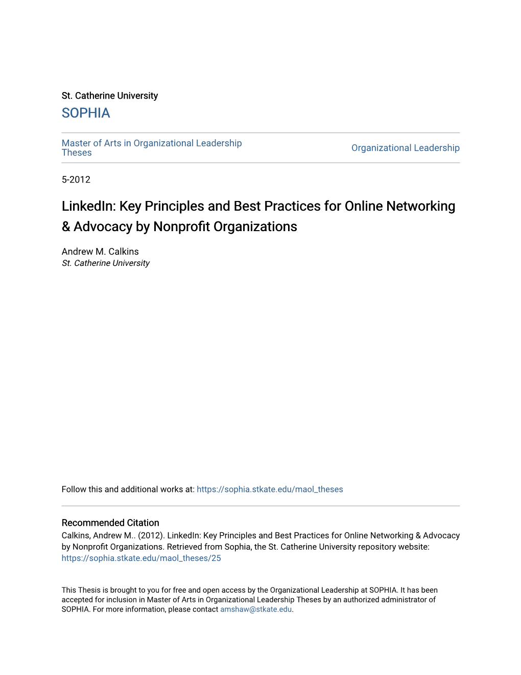 Linkedin: Key Principles and Best Practices for Online Networking & Advocacy by Nonprofit Organizations