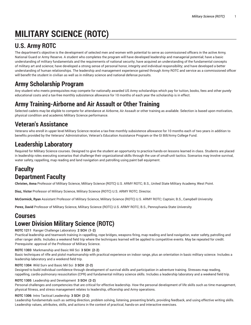Military Science (ROTC) 1