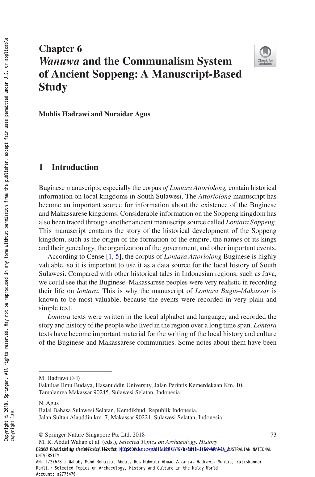 Wanuwa and the Communalism System of Ancient Soppeng: a Manuscript-Based Study