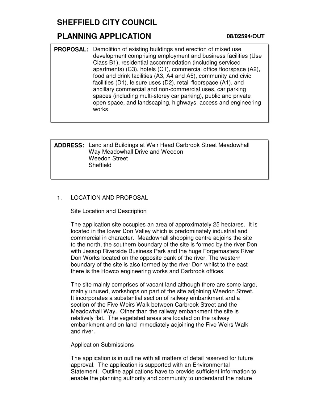 Sheffield City Council Planning Application