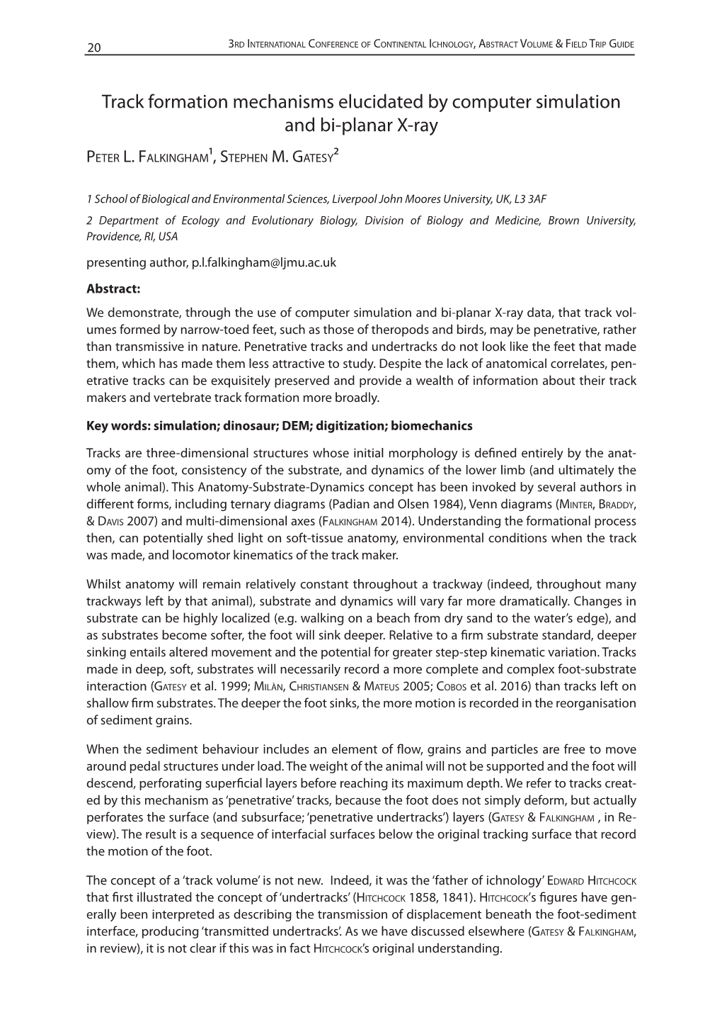 Track Formation Mechanisms Elucidated by Computer Simulation and Bi-Planar X-Ray