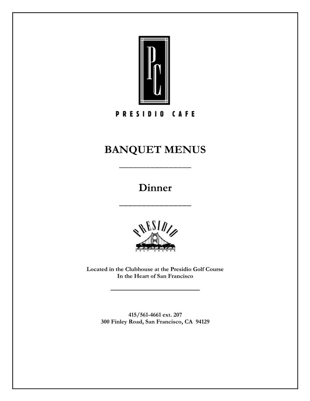 BANQUET MENUS Dinner