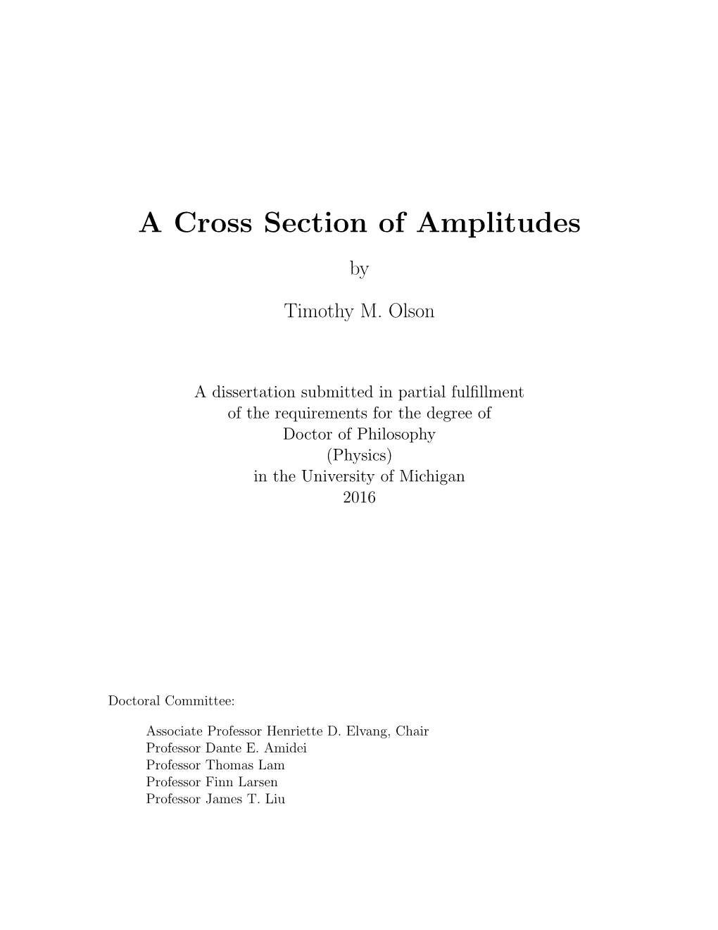 A Cross Section of Amplitudes By